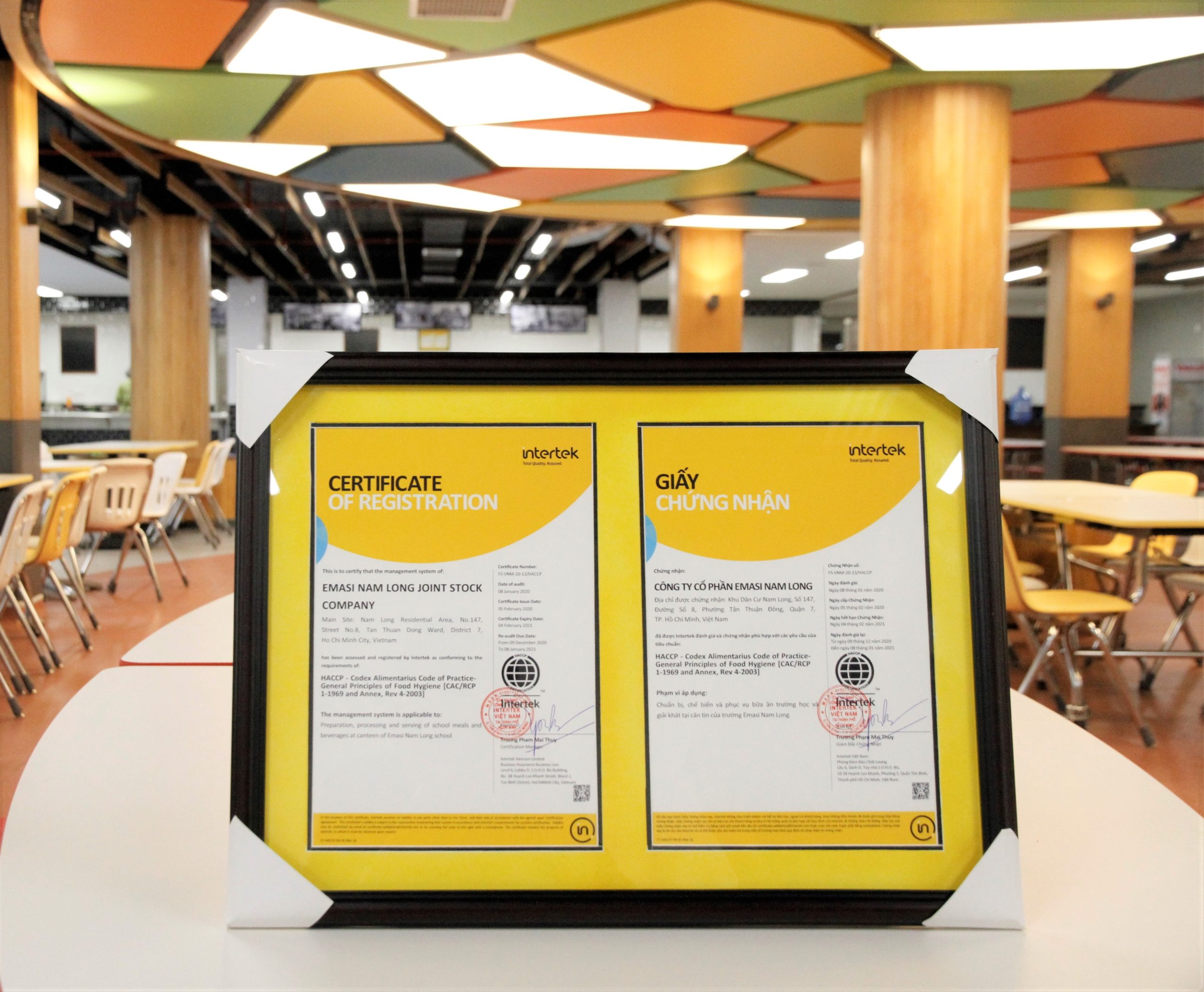 Chúc mừng hệ thống canteen EMASI đạt chứng nhận HACCP